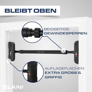ELANI Климатична стійка для турніків на дверний отвір 70-92 см, до 200 кг, без свердління, з інноваційною блокувальним гвинтом – чорний колір
