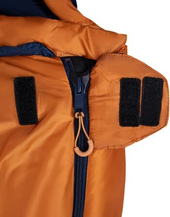 Сплячий мішок Alpinus Ultralight Pro 850 для дорослих, 215x80 см, двошарова ізоляція, оранжево-морський колір