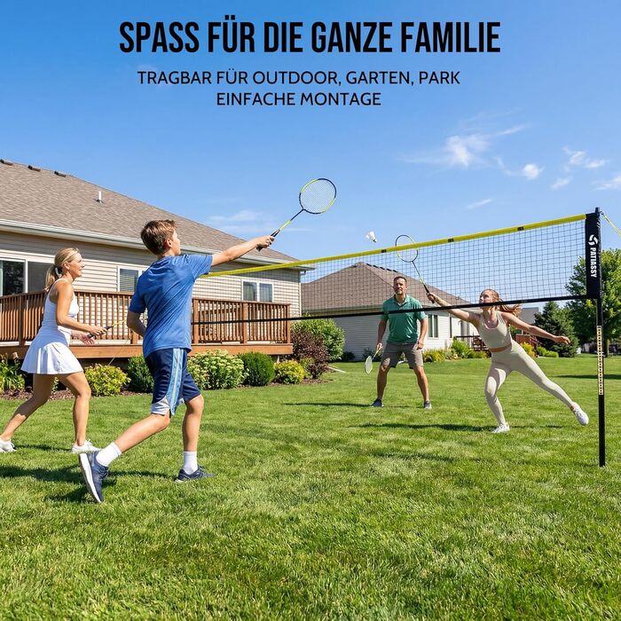 Мобільний волейбольний сет для бадмінтону, регульований, 4 ширини, з сумкою, для залу та вулиці