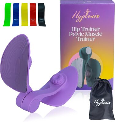 Гімнастичний тренажер Hyptonix для стегон та сідниць з еластичними гумками та сумкою – фітнес аксесуар для жінок, після пологів та реабілітації промежини, фіолетовий