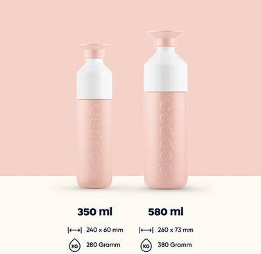 Індивідуальна термобутилка Dopper Insulated з нержавіючої сталі 580 мл — термочашка для кави та чаю, подвійні стінки, не протікає, зберігає холод 24 год, тепло 9 год (Pebble Peach)