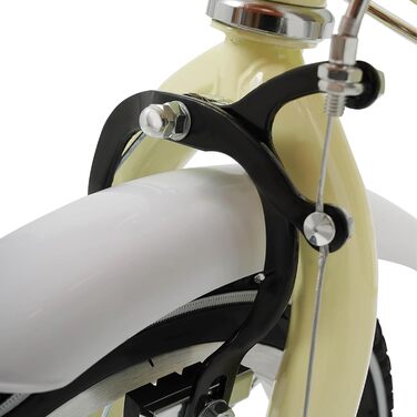 Дитячий велосипед 12 дюймів для дітей 2-4 років з кошиком та додатковими колесами, регульоване сидіння та кермо, подвійний режим гальма (жовтий)