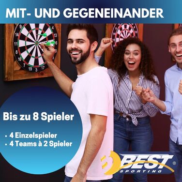 Електронна дартс-мішень Best Sporting Nation/Windsor/Bristol, 21 гра, 65 режимів, бездротова, 6 дротиків, 8 запасних наконечників, для 8 гравців