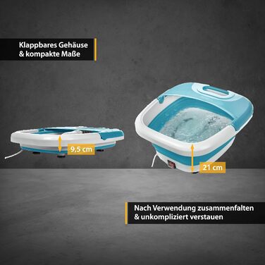 Складана ванночка для ніг з підігрівом TZS First Austria, синя, вібрація, бульбашки, масаж, до 45°C, для педикюру