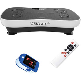 Вібраційна платформа @tec Vitaplate Mini для фітнесу, 99 рівнів, дисплей, пульт, тренажер для пресу, ніг і сідниць, з пульсоксиметром на палець