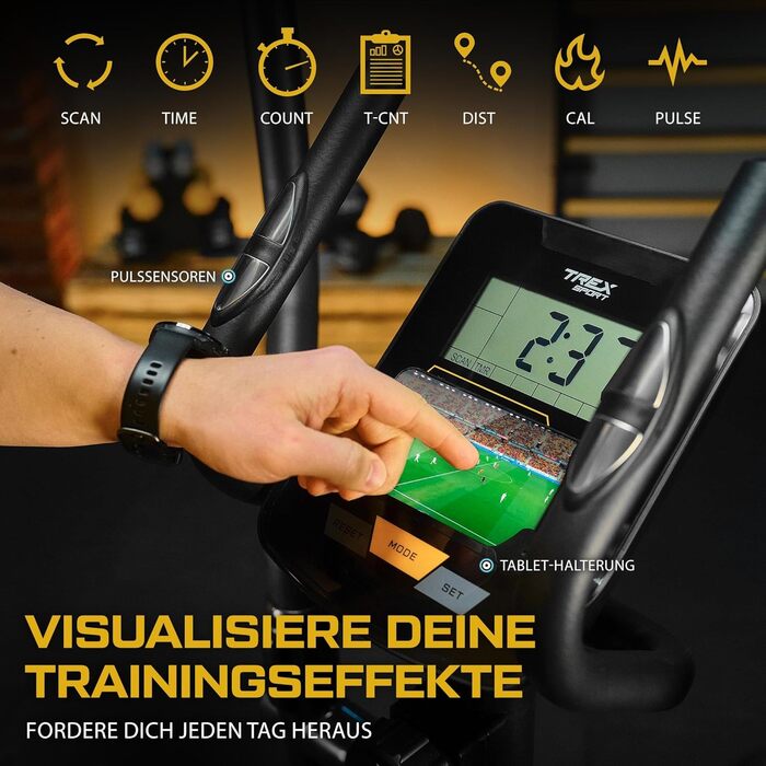 Еліптичний тренажер TREX SPORT TX-600CT Velox для дому, магнітна система, 16 рівнів навантаження, пульсометр, до 120 кг