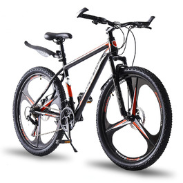 Гірський велосипед MTB 24 дюйми, 21 швидкість Shimano, Hardtail з амортизатором, дискові гальма, чорно-червоний