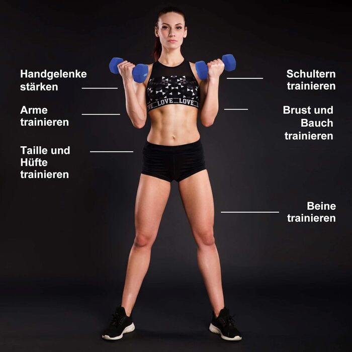 Гантелі wuuhoo® Jackie 2 x 4 кг, неопрена, шестикутні, для фітнесу, силових тренувань, аеробіки, пілатесу, спортзалу та дому