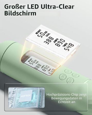 Бездротовий скакалка YOTTOY 2-в-1 з лічильником та LCD-дисплеєм, обтяжена скакалка без шнура для кардіо та кросфіту, зелена