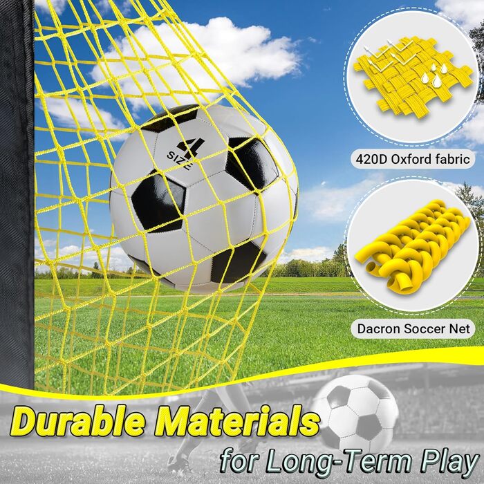 Ворота для футболу Happy Jump Pop-Up – складані, для дітей та дорослих | 1 або 2 ворота: 120x90 / 152x110 / 213x152 см | З м'ячем, насосом, конусами та мішенню | Для саду та подарунка