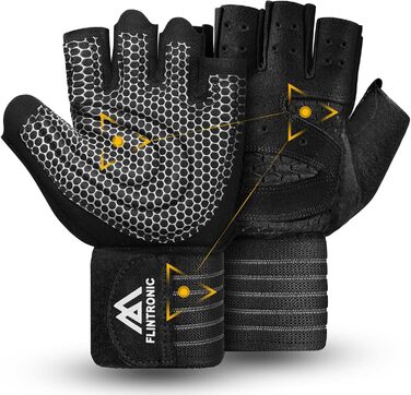 Фінтронік Фітнес Рукавички: Дихаючі рукавички з підтримкою зап'ястя, неслизькі силіконові рукавички для тренувань, важкої атлетики, фітнесу та підтягувань