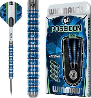 Дротики WINMAU Poseidon 24 г вольфрамові зі сталевим наконечником, професійні, з оперенням та хвостовиками