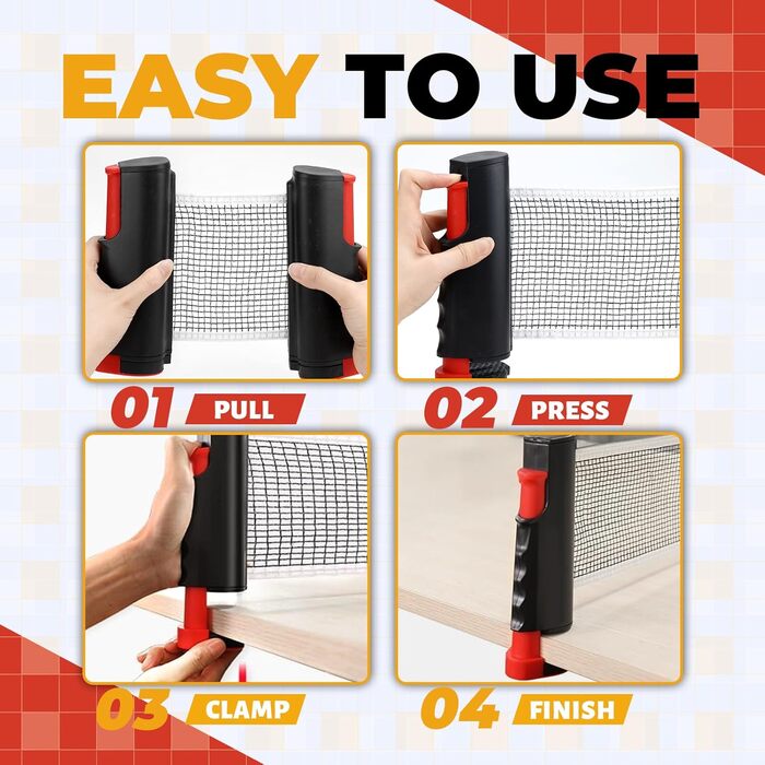 Набір для пінг-понгу CHRI: 2 ракетки, сітка, 6 м'ячів, сумка. Підходить для дітей та дорослих