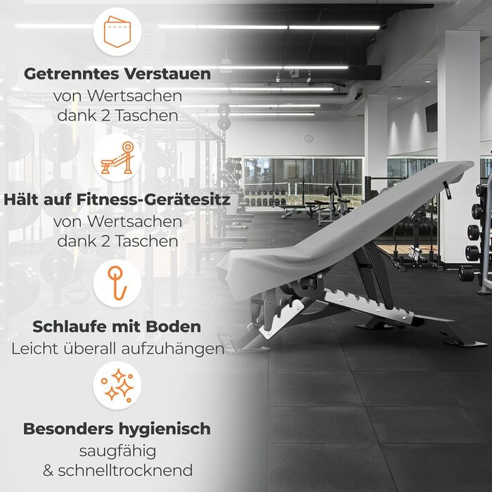 Рушник для фітнесу Zepphi: 120x50 см + 80x30 см | Мікрофібра, кишеня на блискавці | Швидковисихаючий, для спортзалу та тренувань