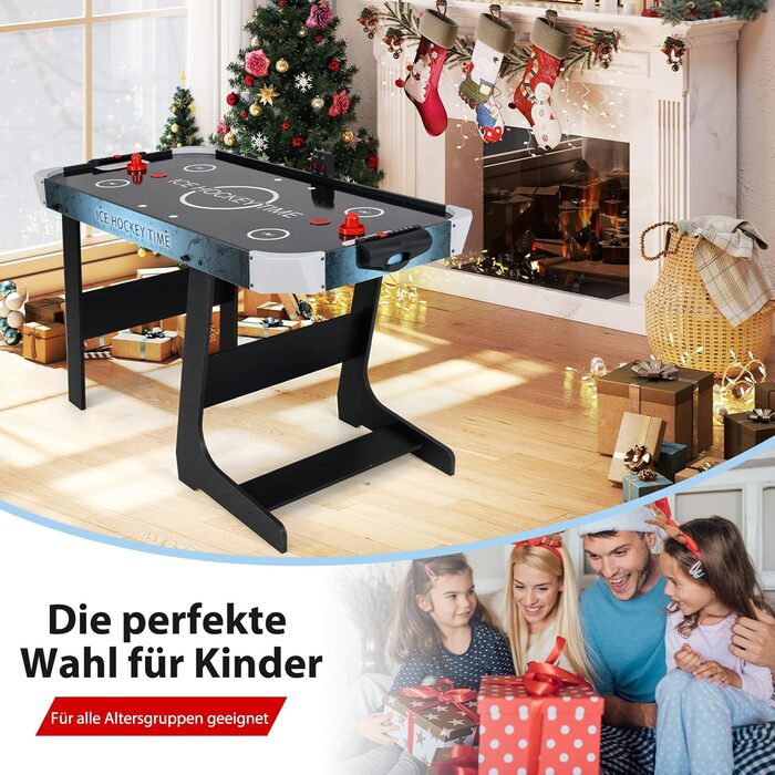 COSTWAY Стіл для аерохокею, електричний, зі світлодіодною панеллю, 12V мотор, для дітей та дорослих, 144 x 68 x 79 см