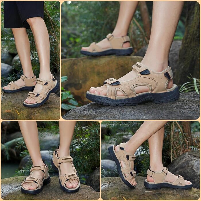 Чоловічі сандалі ARRIGO BELLO для трекінгу та пляжу, на липучці, колір світло-коричневий, розмір 46 EU