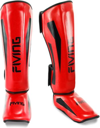 Шокери для ніг FIVING MMA з захистом зап'ястя, регульовані, з підкладкою, для муай-тай, кікбоксингу та спарингу. Білі (червоні, L)