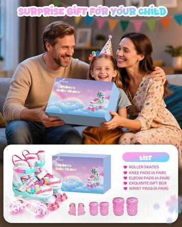 Роликові ковзани Sportneer для дітей з підсвіткою та захистом, розмір M (EU 33-36)