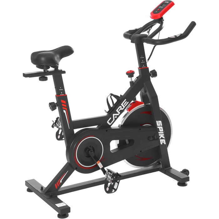 CARE FITNESS Велотренажер для дому - Spike 74450 з маховиком 12 кг, педалі з зачепом, триатлонний кермо та ролики для пересування