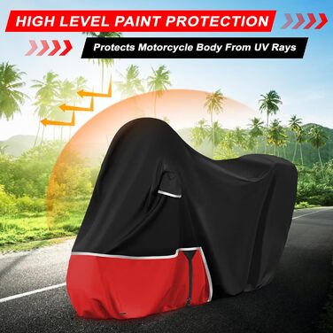 Водонепроникний чохол для мотоцикла Piaggio MP3 400/500 (з кофром), чорний та червоний, 420D Oxford