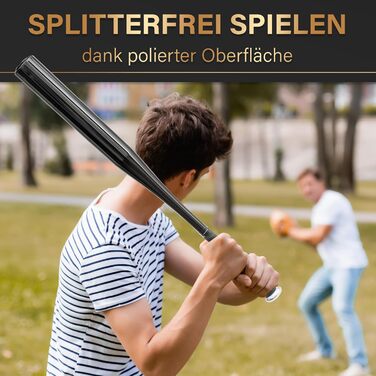 Бейсбольна бита Heldenwerk з дерева або алюмінію - Нековзне руків'я - Міцна конструкція, 31 дюйм, чорний (алюміній)