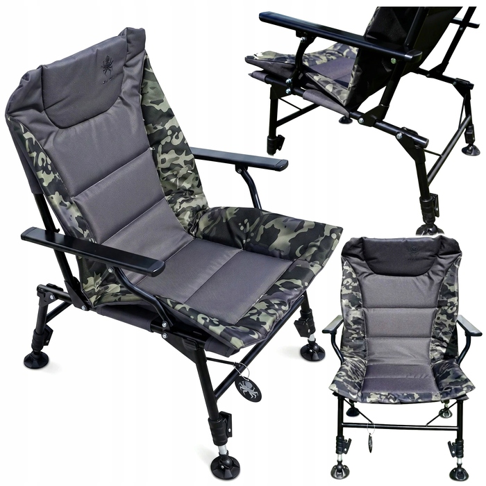 Легке складане рибальське крісло KRAKEN Visitor's Camo для ловлі коропа, до 130 кг