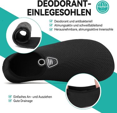 Аквашузи для плавання та відпочинку на пляжі: чоловічі та жіночі, швидковисихаючі, з антиковзаючою підошвою, для йоги та басейну, розмір 35-47 EU (46 EU, 803 Чорний)