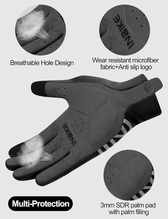 Велосипедні рукавички INBIKE для чоловіків та жінок, літні, дихаючі, MTB, довгі пальці, світловідбиваючі, антиковзні, чорні