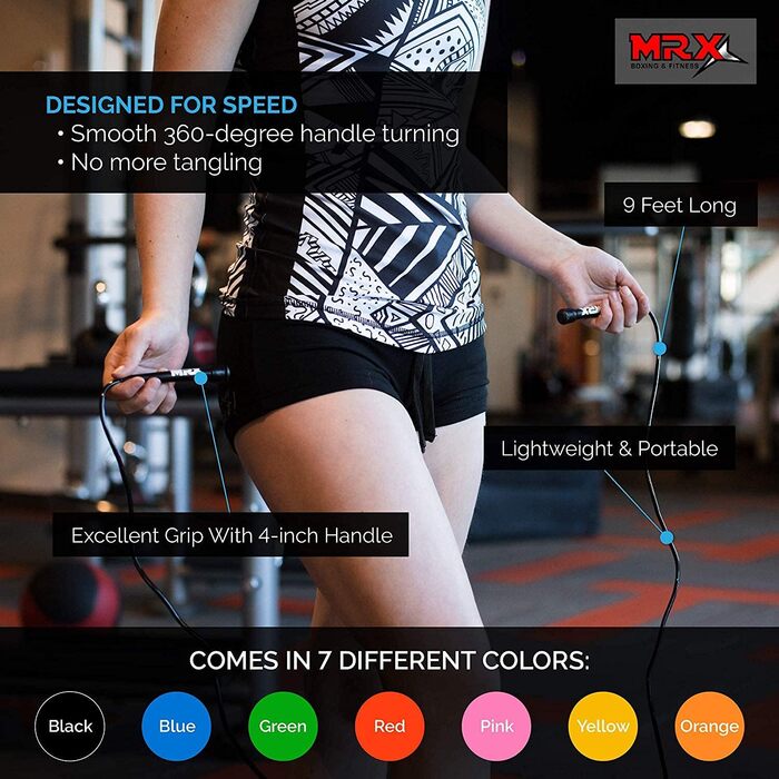 Стрибкове канат MRX PVC з пружиною для кардіотренувань, універсальний для дітей та дорослих, 22.9 см, жовтий