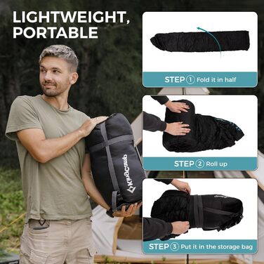 Сплячий мішок KingCamp для дорослих, зимовий | Фланелевий, для холодної погоди, 3-4 сезон, великий, легкий, водостійкий, для кемпінгу, трекінгу (Чорний, 2.2 кг, ліва блискавка)