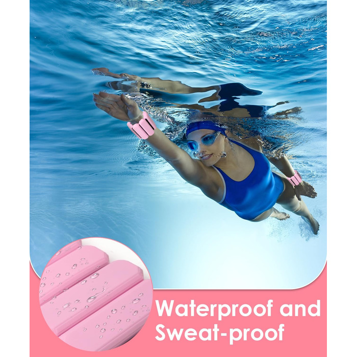 Регульовані вантажні манжети на зап'ястя (2 шт, по 0,45 кг) для йоги, танців, пілатесу, кардіо, аеробіки, ходьби - зелений (рожевий)