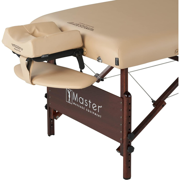 Складна масажна кушетка Master Massage Del Ray Pro 71 см з інтегрованим підігрівом ThermaTop, бежевий, портативний стіл для масажу і терапії