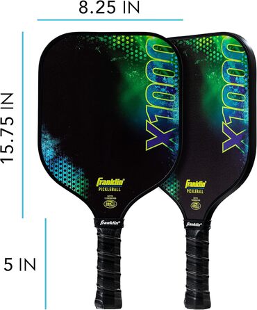 Професійна ракетка для піклболу Franklin Sports X-1000, поліпропіленовий сердечник 8 мм, офіційна USAPA, легка, зелена