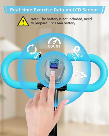 Вертикальний тренажер для кардіо, сходиця для дому, вертикальний альпініст з LCD-дисплеєм, 3 рівні складності, блакитний