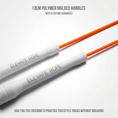 Професійний стрибальний шнур Elevate Speed Rope MAX з міцного ПВХ з нейлоновим сердечником, 5 мм, до 3 метрів, помаранчевий