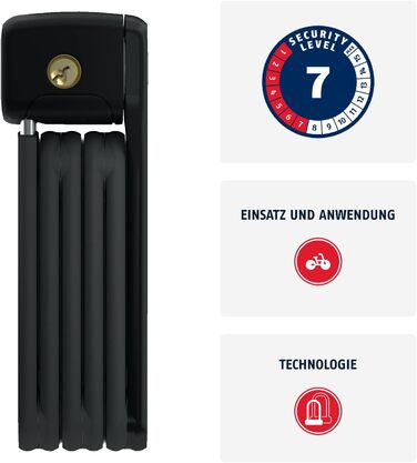 Замок велосипедний ABUS Bordo Lite 6055K SH з кріпленням - сталевий, 60 см, рівень безпеки 7, чорний