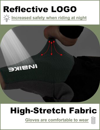 Велосипедні рукавички Inbike для чоловіків, напівпальцеві, літні, ударостійкі, еластичні, дихаючі, світловідбиваючі, зелені, розмір L