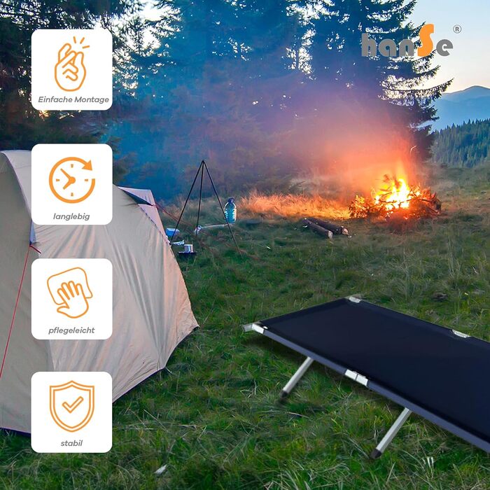 Намет-ліжко HanSe XL для кемпінгу, 192x64x42 см, блакитний, до 150 кг