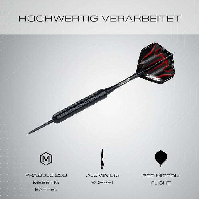 Набір дротиків сталеві Brass 23g з 6 шафтами та пір'ями - професійні дротики для гри