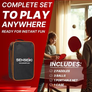 Набір для пінг-понгу: 2 ракетки преміум-класу, 3 тенісні м'ячі, мережа та кейс | Набір для настільного тенісу