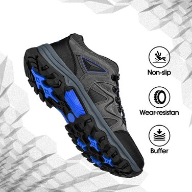 Чоловічі трекінгові черевики для хайкінгу та трейлраннінгу, Outdoor, 38-48 EU (Сірий, 45 EU)
