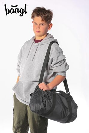 Спортивна сумка Baagl для дітей, хлопчиків та підлітків – компактна, складана, 22 л (чорний)