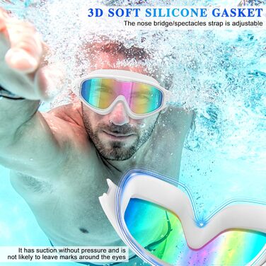 Маска для плавання та дайвінгу Schwimmbrie Unisex L (MC6500-White) з антизапітним покриттям та UV-захистом
