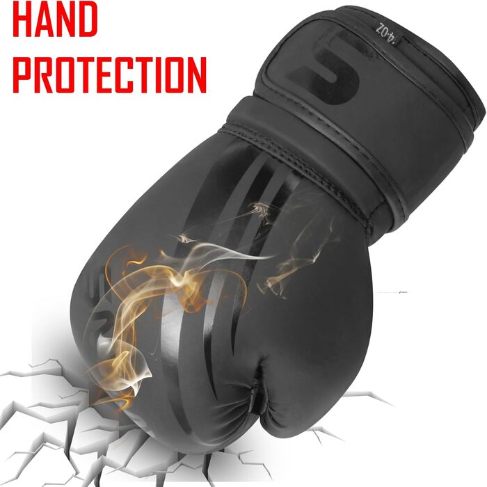 Боксерські рукавички для дітей Sawans: тренування, MMA, кікбоксинг, муай-тай, 6 унцій, чорний колір