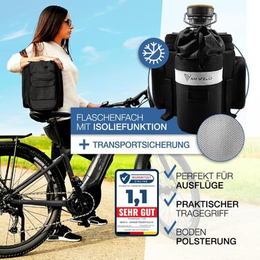 Велосипедна сумка на багажник MIVELO, водостійка, розширювана до 20 л, чорна