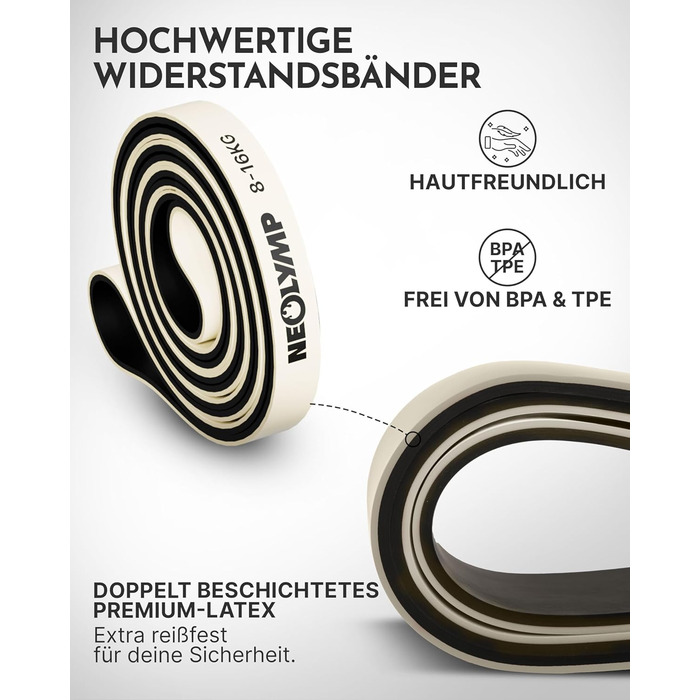 Гума для фітнесу Neolymp з натурального латексу, 22-54 кг, з електронною книгою, для силових тренувань