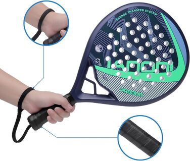 Плече для падел-тенісу IANONI, карбонова поверхня, піна Eva Memory Flex, синій колір, T-PR8300-BLUE-2