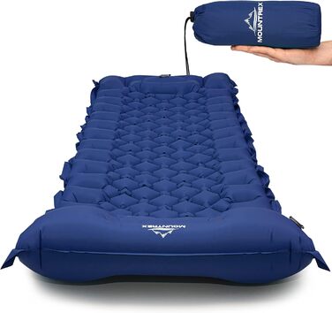 Надувна туристична матрац MOUNTREX Isomatte - Ultraleicht, 700g, з насосом, для кемпінгу та відпочинку на природі (зелений/блакитний)