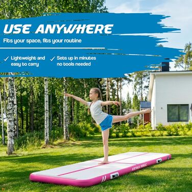 Гимнастичний надувний мат AirTrack Nordic Home 3м для йоги та фітнесу, синій (з електричним насосом та сумкою)