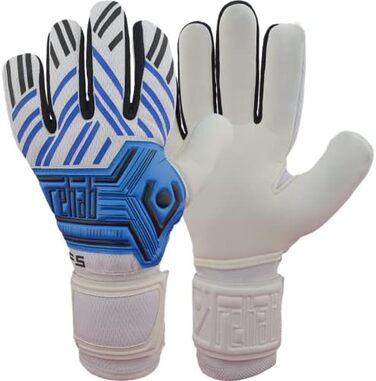 Воротарські рукавички Rehab Core NC Pro Grip для футболу, білі/сині, дорослі та діти, розмір 5-11